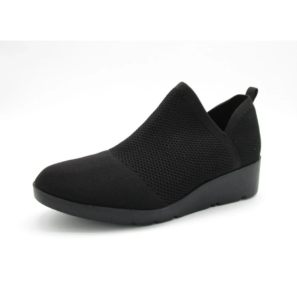 Taryn Rose Kabe Knit Wedge Ankle Booties Black Comfort‎ Shoes Womens Size 9